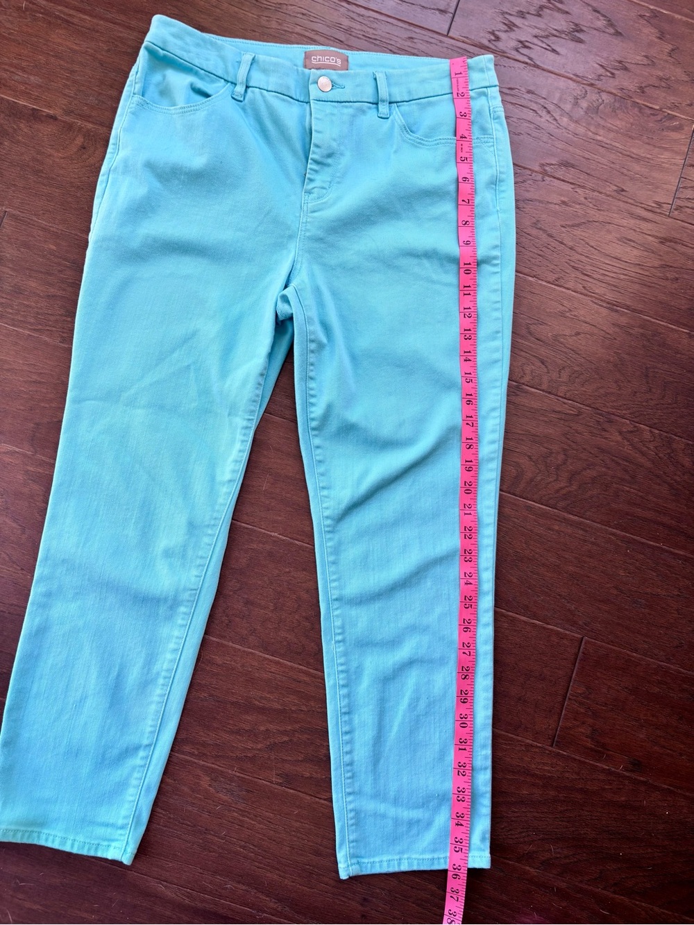 Chico's Aqua Jeans Pants 8/M/1 Ankle - Picture 2 of 5
